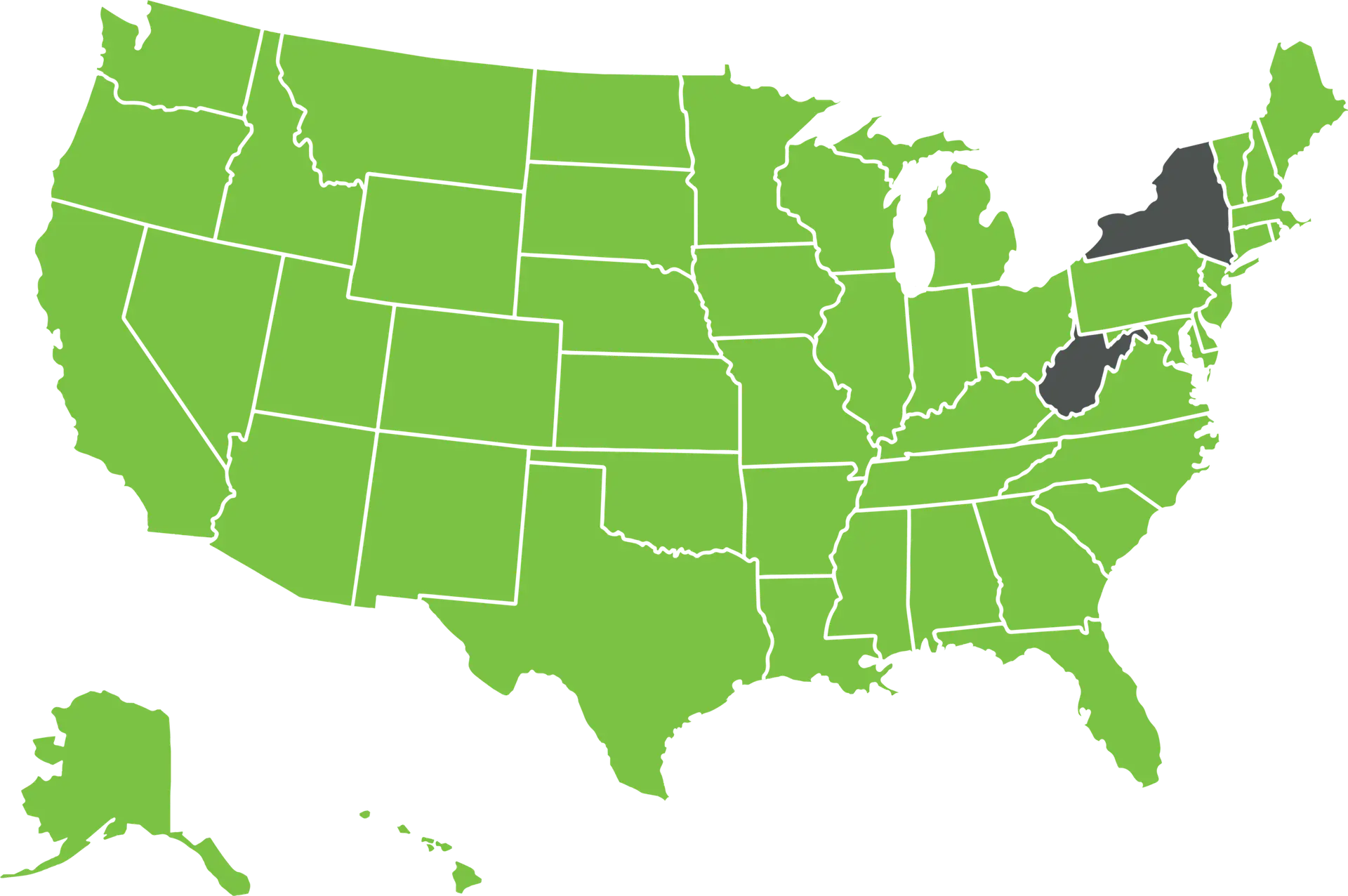 Map of the United States highlighting the 48 states where Arbor Financial Group provides mortgage and home loan services